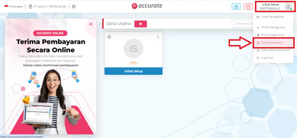lupa password Accurate Online